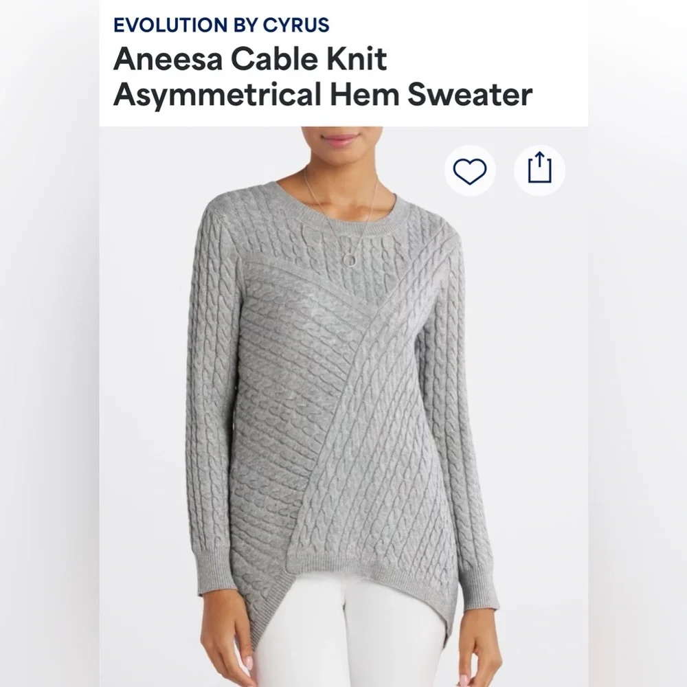 Grey Evolution by Cyrus Aneesa asymmetrical hem sweater.  Women’s size Medium - Picture 5 of 13